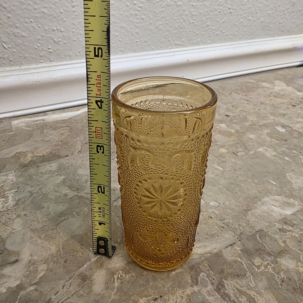 5pc Vintage Brockway American Concord Amber Glass Set - Goblets & Tumblers - Picture 6 of 12